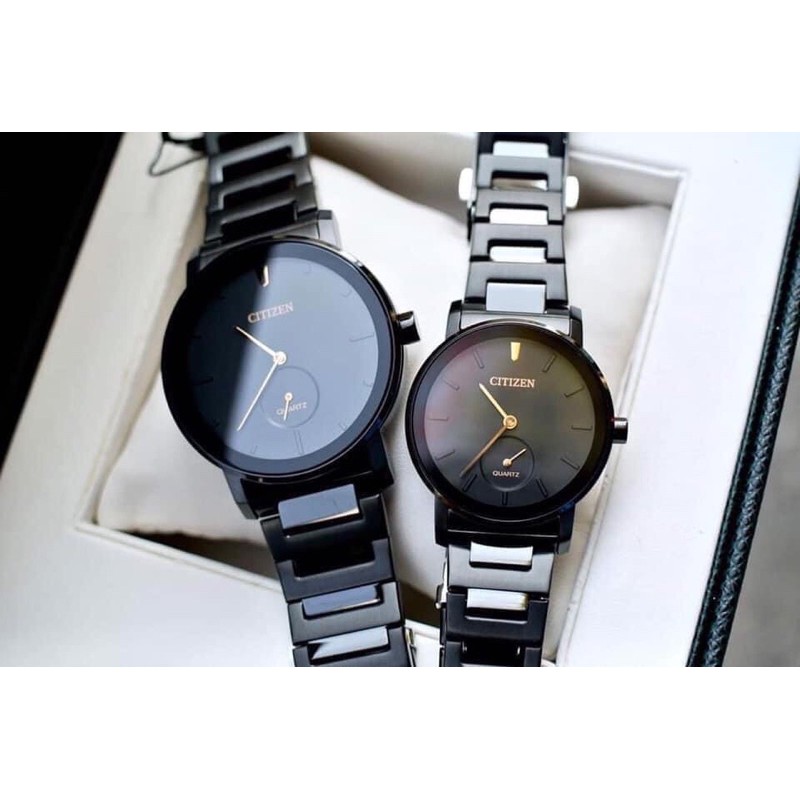 Đồng hồ đôi nam nữ dây thép Citizen BE9187 53E và EQ9065-50E