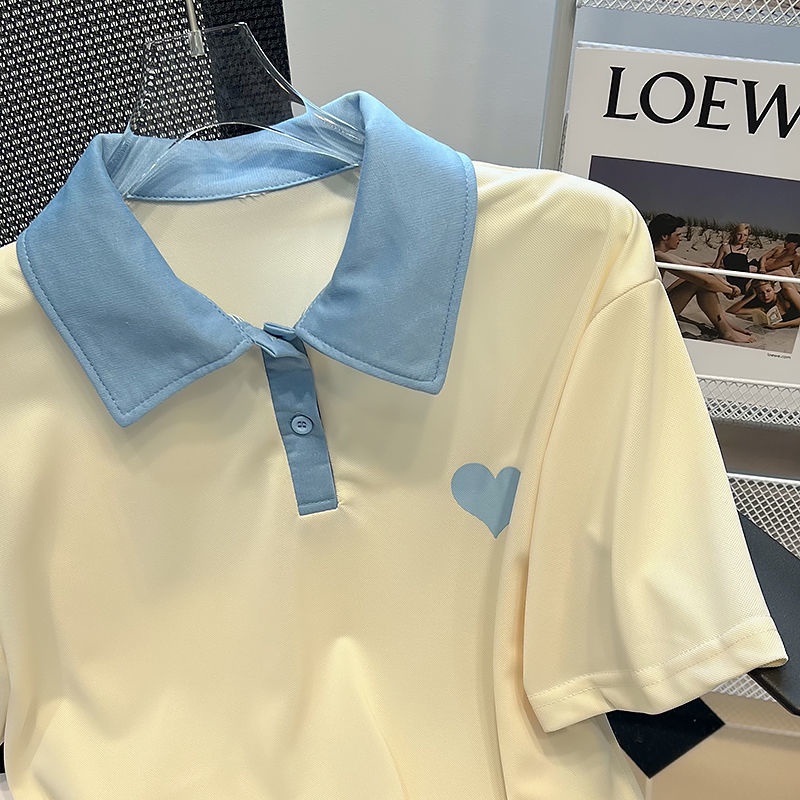 Áo polo Tay Ngắn Cổ polo Màu Sắc Tương Phản Dành Cho Nữ
