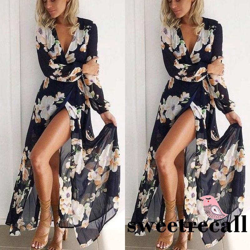 Đầm dáng dài họa tiết hoa phong cách boho hợp thời trang cho nữ