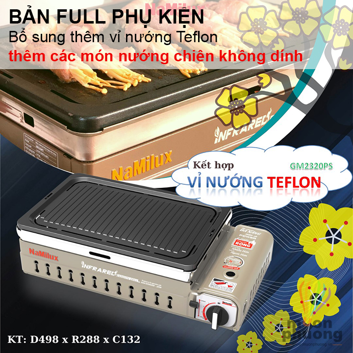 Bếp nướng gas Namilux GM2120PS hồng ngoại size lớn 4-5 người cắm trại dã ngoại BBQ ngoài trời - MUÔN PHƯƠNG SHOP