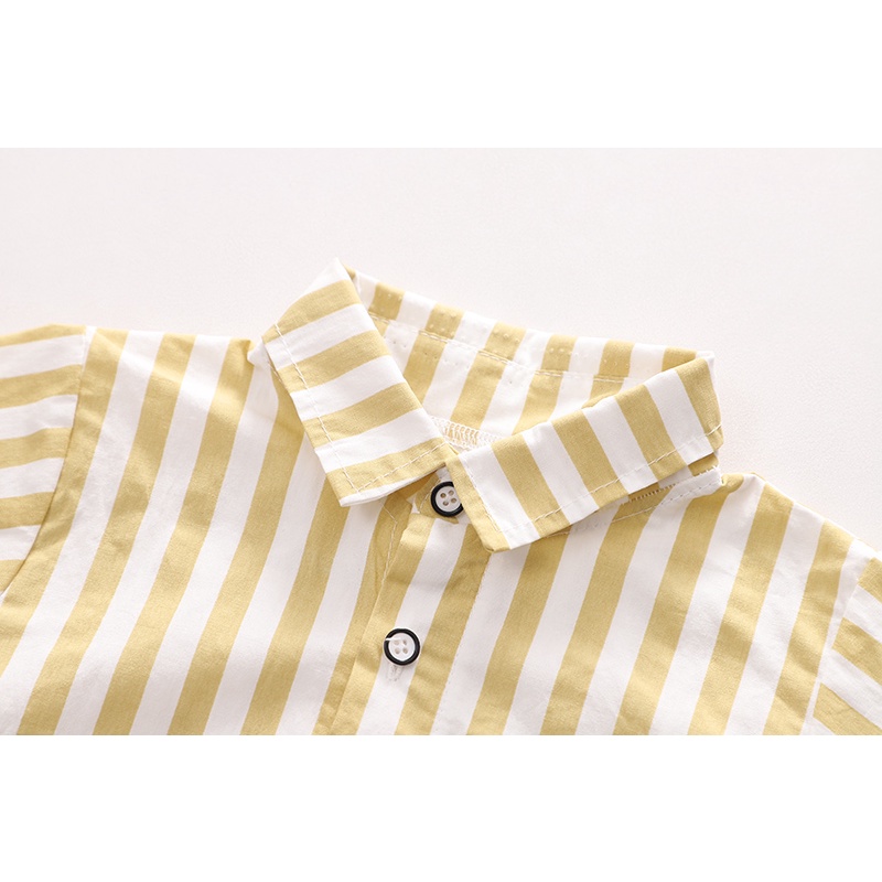 Set Áo Sơ Mi Tay Dài Kẻ Sọc Dọc + Áo Khoác + Quần Denim Dễ Thương Phong Cách Hàn Quốc Cho Bé Trai / Gái 80-120cm