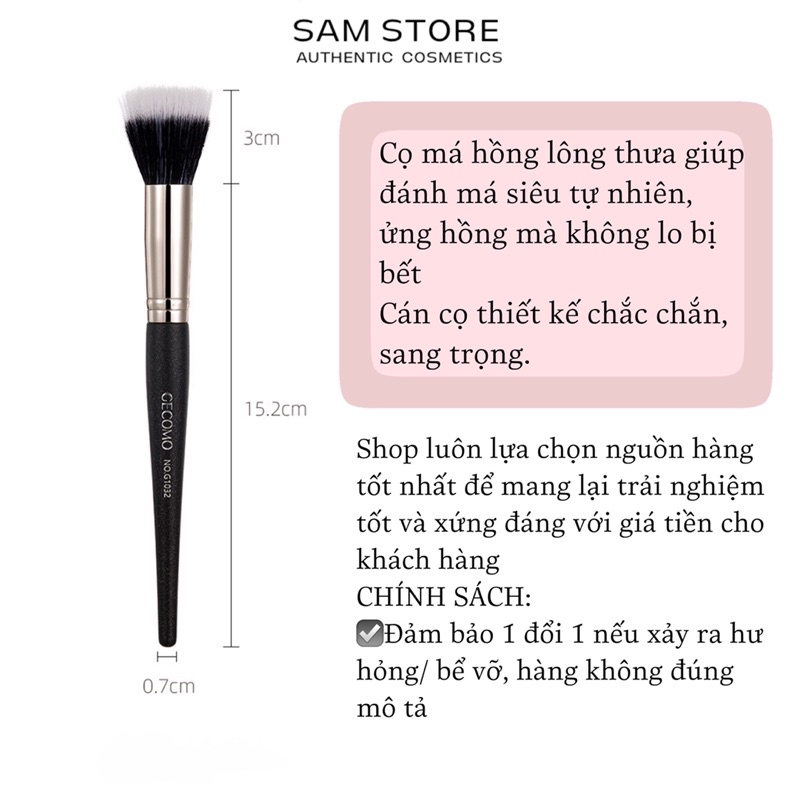 Cọ má hồng lông thưa cao cấp với thiết kế đặc biệt giúp đánh má tự nhiên ửng hồng không lo bị bết