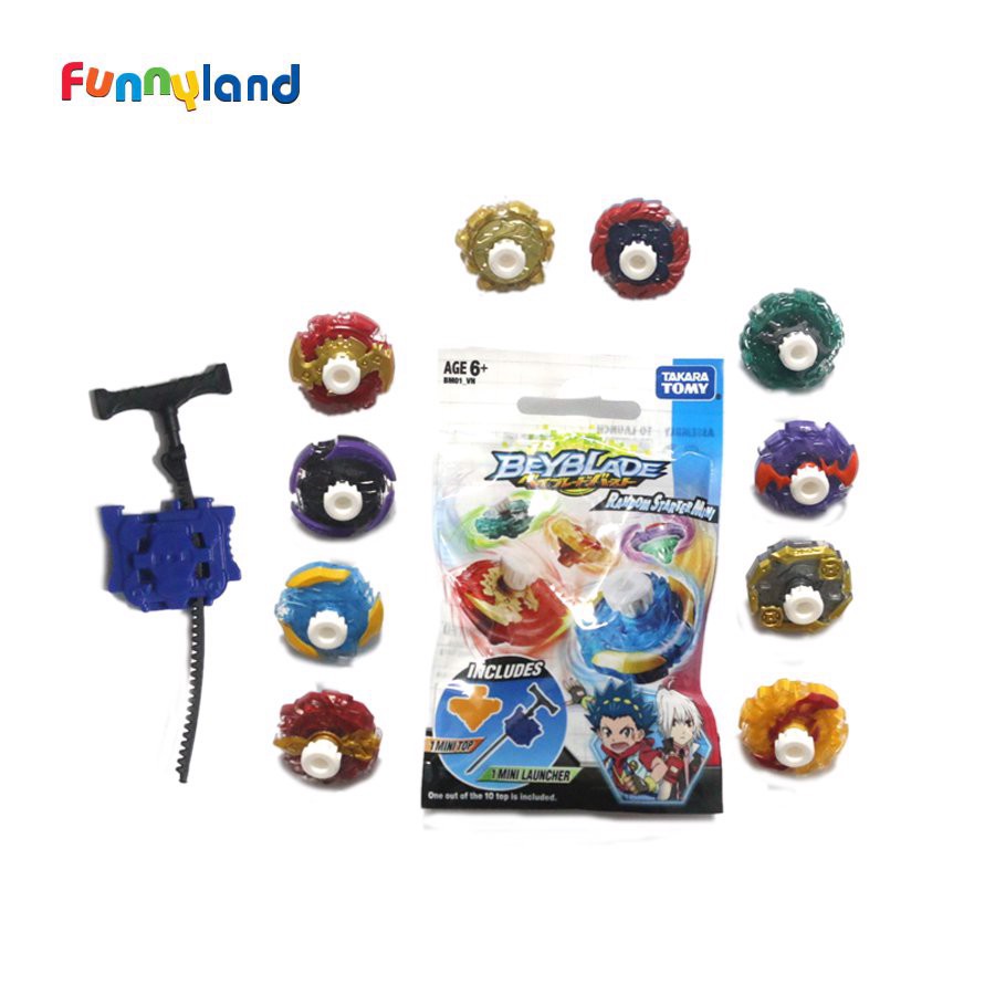 Bộ con quay Mini Beyblade kèm tay phóng và sàn đấu