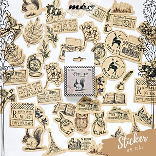  - STICKER hộp 45 miếng dán trang trí sổ tay Bullet Journal, bao thư
