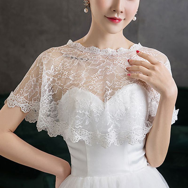 Áo Choàng Ren Thêu Hoa Cho Cô Dâu Ốp