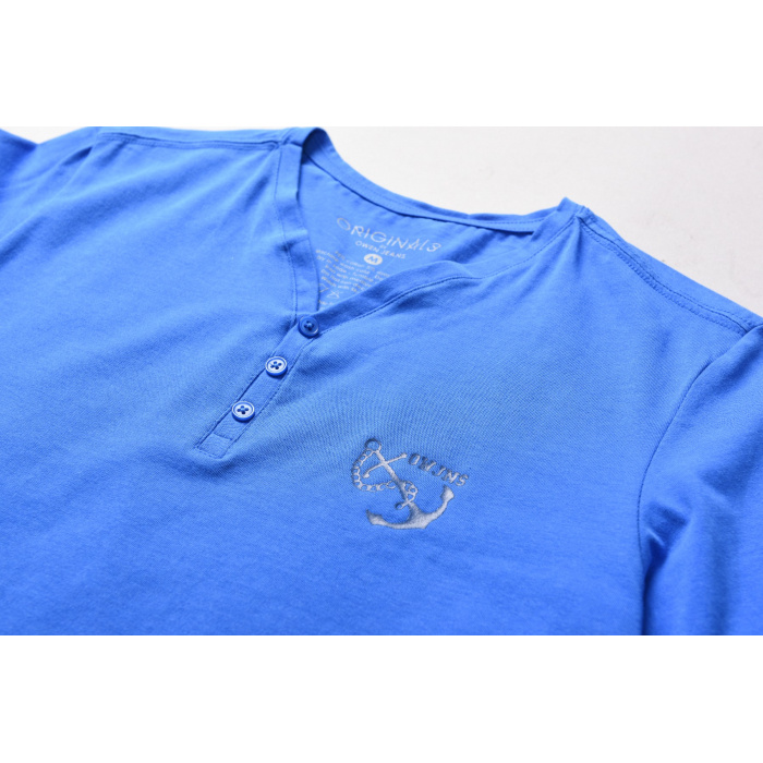 OWEN - Áo thun dài tay OWEN - TS65262-YA Cổ tim cài khuy Màu xanh dương