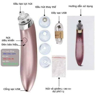 Máy hút mụn cầm tay có pin sạc điện - Máy hút  chuyên dụng cao cấp sử dụng cáp sạc có tích hợp pin