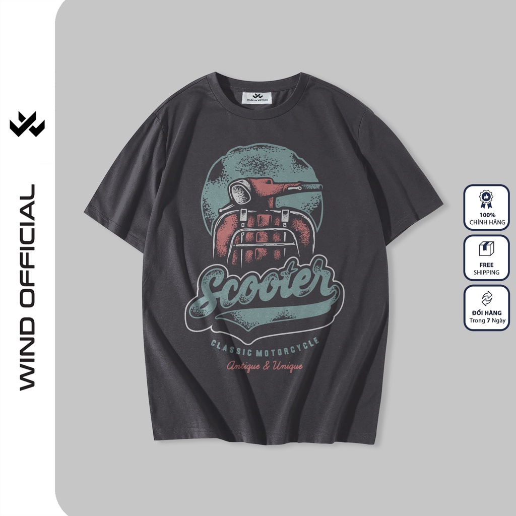 Áo thun tay lỡ unisex WIND phông form rộng SCOOTER thời trang nam nữ oversize ulzzang