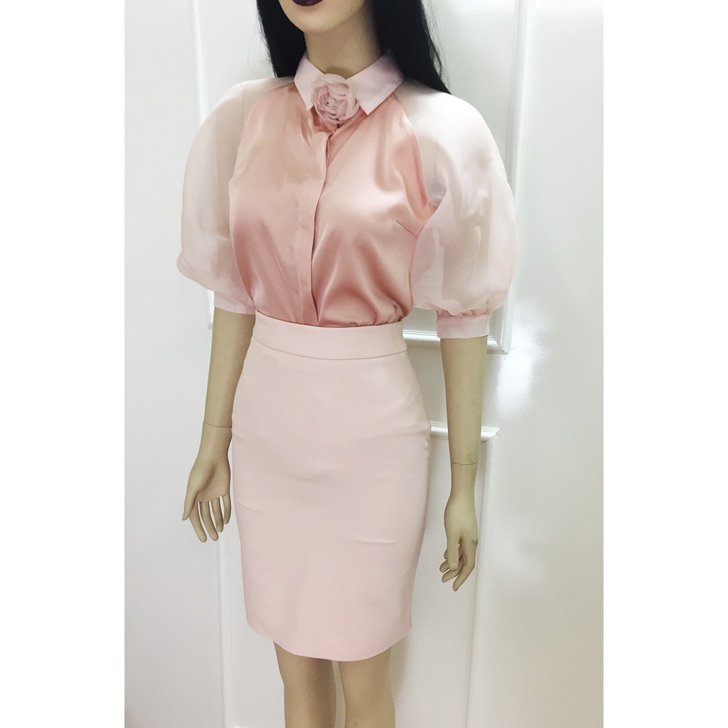 Áo tay bồng hồng nhạt💖Voan lụa💖 Áo dự tiệc sang chảnh (không kèm hoa) | BigBuy360 - bigbuy360.vn