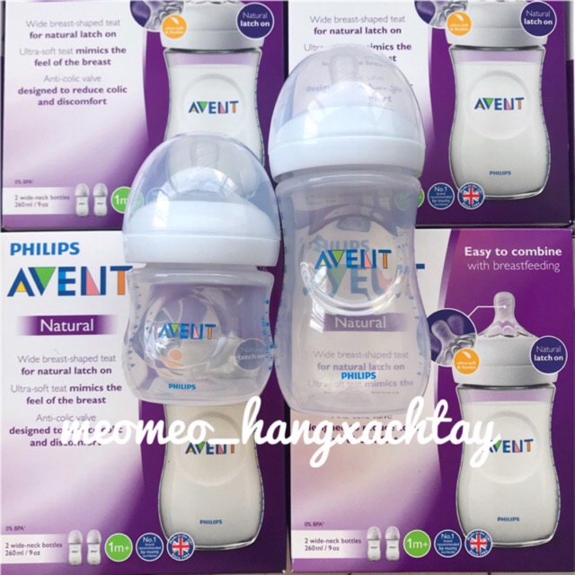  Bình sữa chống đầy hơi Avent Natural 125ml 260ml 330ml