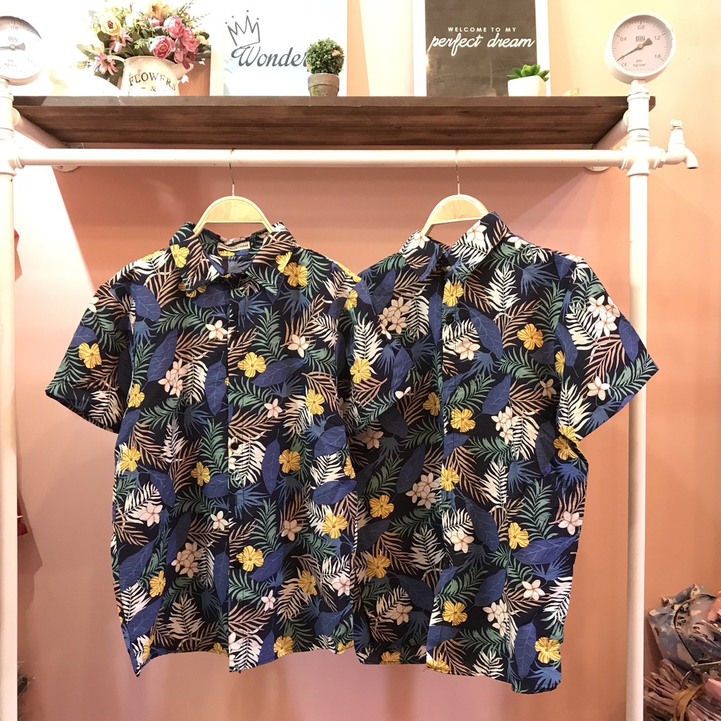 [New Hot 2021] Áo sơ mi hoa lá cây Áo đi biển phong cách hawaii vải đũi loại đẹp | BigBuy360 - bigbuy360.vn