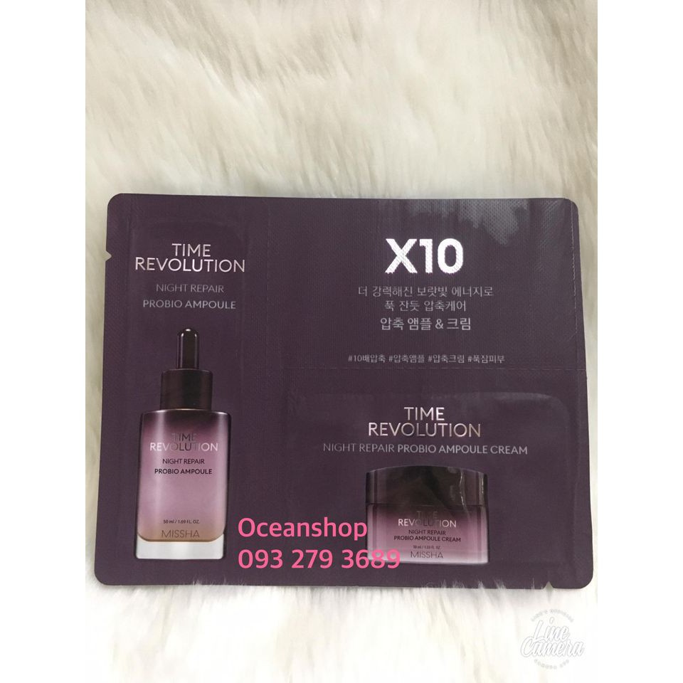 Set Dưỡng Tinh Chất Và Kem Dưỡng Missha Time Revolution Night Repair Probio Ampoule Cream