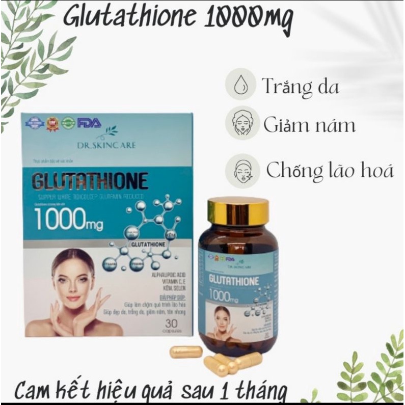 [ Viên Uống GLUTATHIONE 1000mg ] Viên uống trắng da giảm nám mờ nhăn chống lão hoá chính hãng