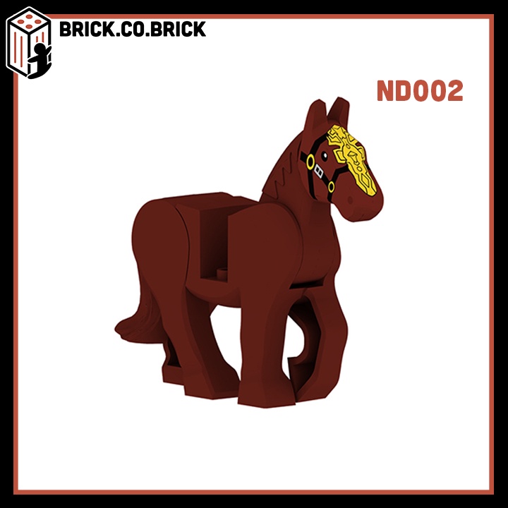 Ngựa trung cổ Đồ chơi lắp ráp động vật Mô hình Ngựa nâu War Horse  NN001 -ND001