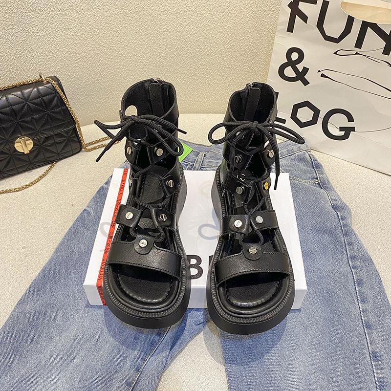 Giày Sandal Đế Dày Đan Dây Phong Cách La Mã Thời Trang Mùa Hè Hàng Mới 2022 Dành Cho Bạn Nữ