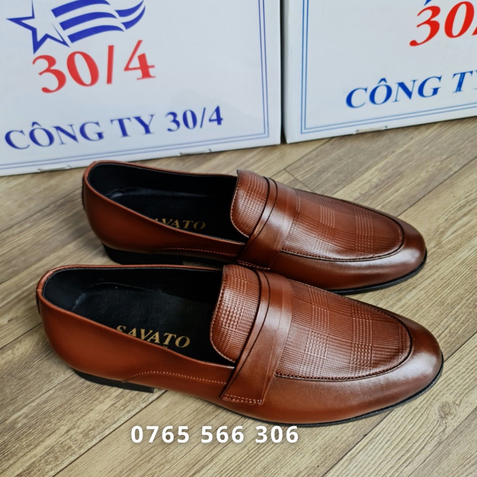 Giày lười da bò nâu 348