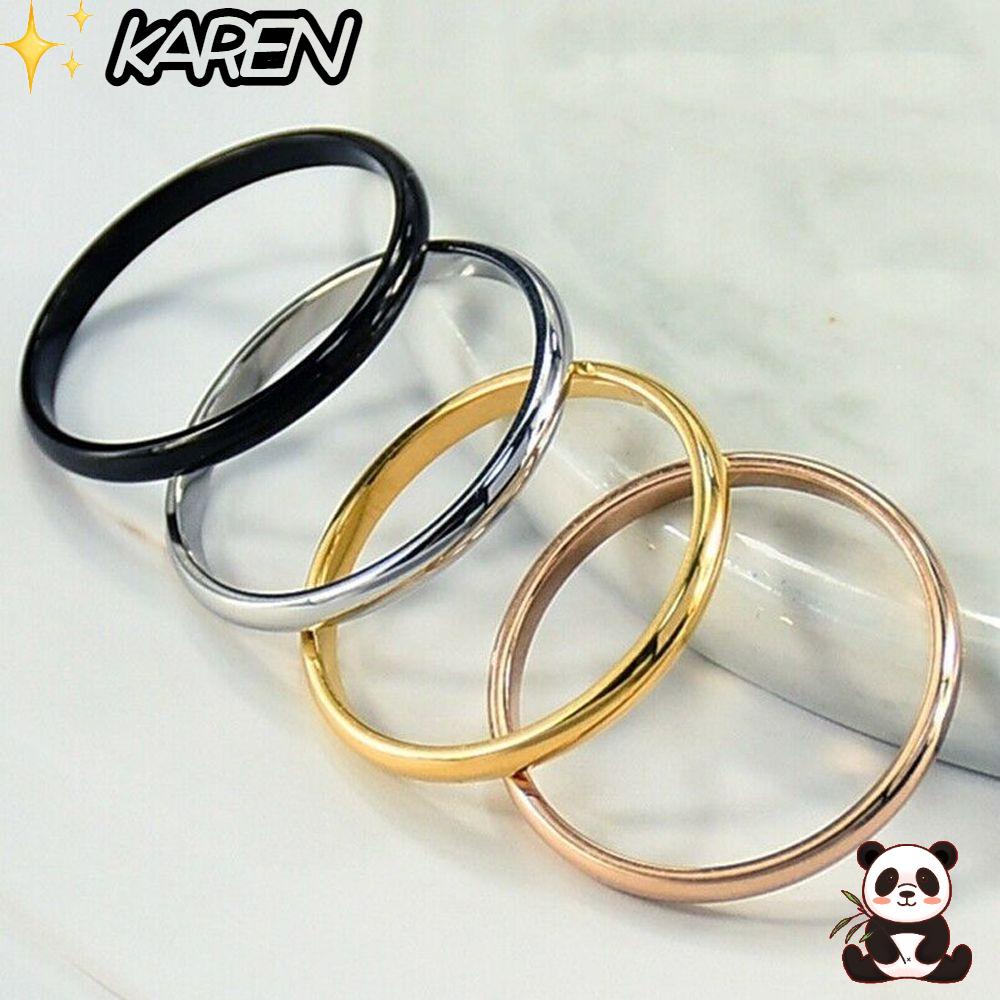 Nhẫn đeo ngón tay thiết kế trơn cỡ 3-10 2mm thời trang xinh xắn cho nữ