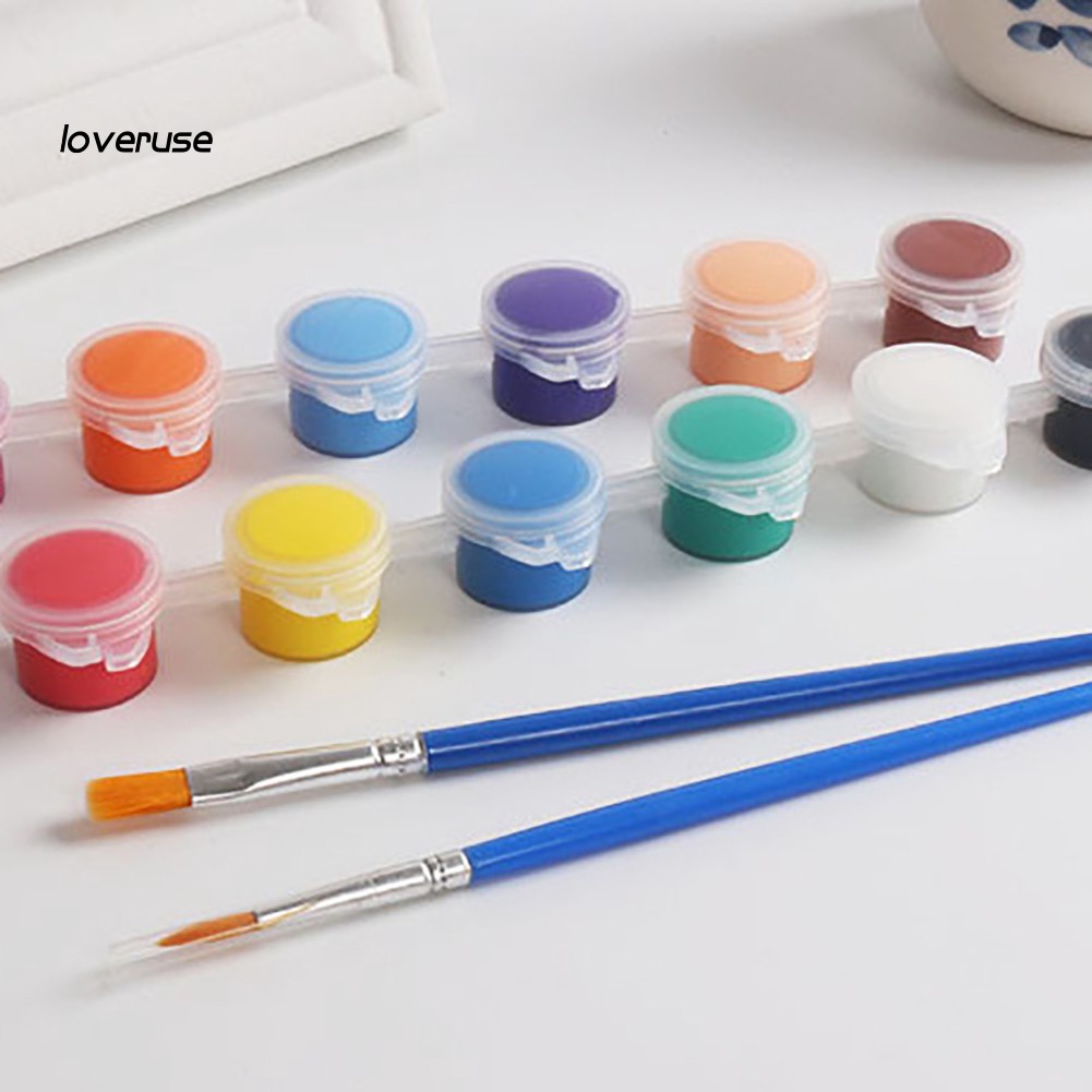 Set 12 lọ màu nước vẽ họa tiết trang trí trên gốm sứ cao cấp kèm cọ tiện dụng