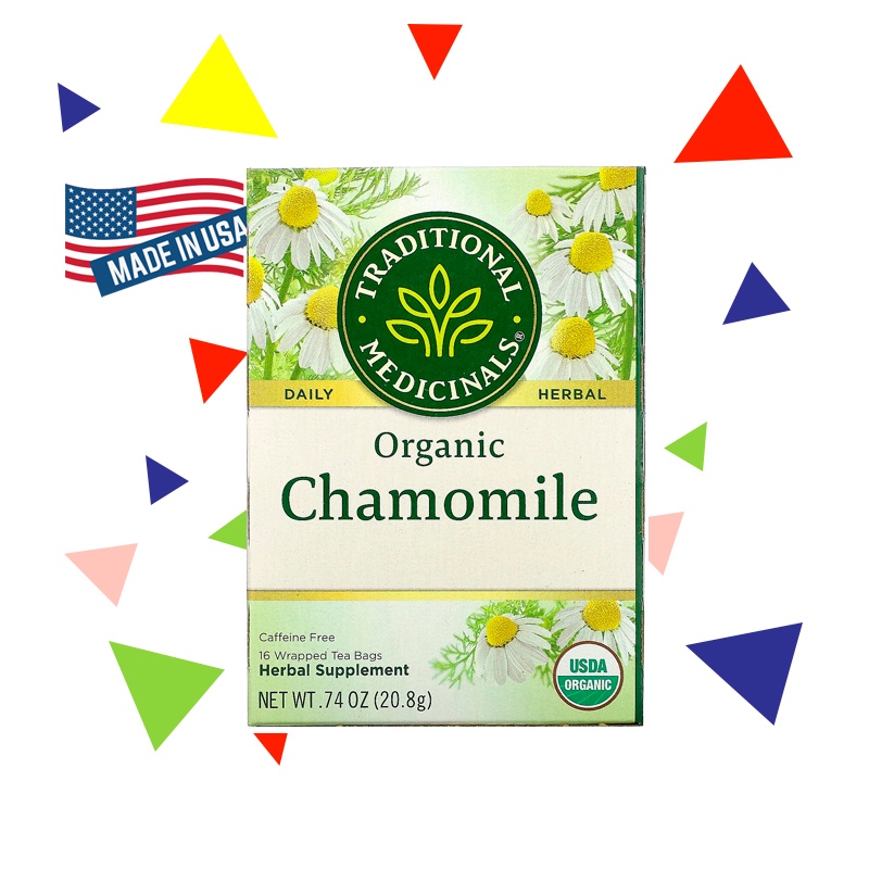 Trà Traditional Medicinals Organic Chamomile - Giúp Thư Giãn Vị Hoa Cúc 16 gói