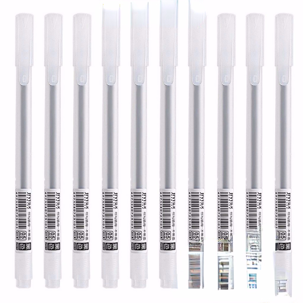 Bút mực gel màu đen/ Bộ 4 ruột bút nhiều màu sắc tùy chọn ngòi 0.5mm nhanh khô kiểu dáng đơn giản