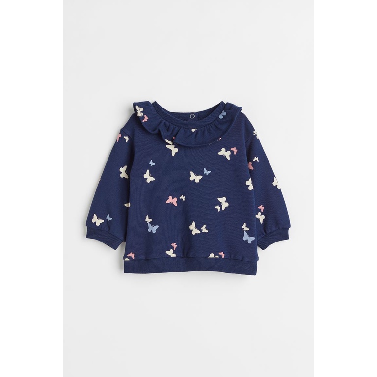 Áo nỉ xanh navy butterfly HM H&M_hàng chính hãng authentic