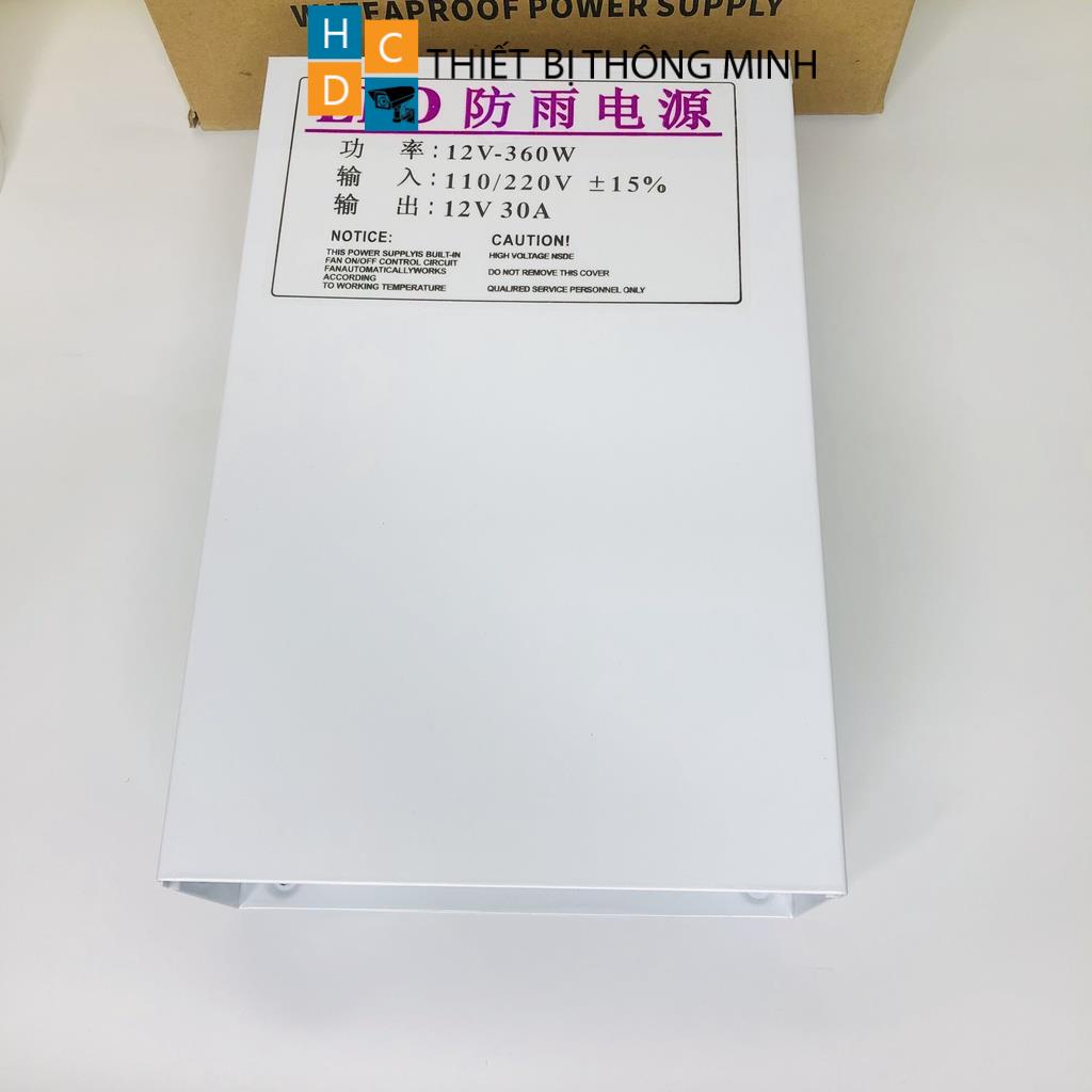 Nguồn 12v chống mưa 5a/30a vỏ sơn tĩnh điện chuyên dụng cho led ngoài trời, camera giám sát