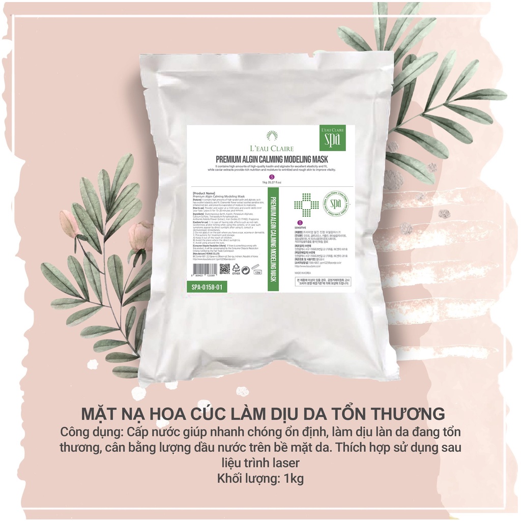 Mặt Nạ L'eau Claire Premium Algin Calming Modeling Mask Cấp Nước Nhanh Chóng Ổn Định Làn Da Bị Tổn Thương 1kg