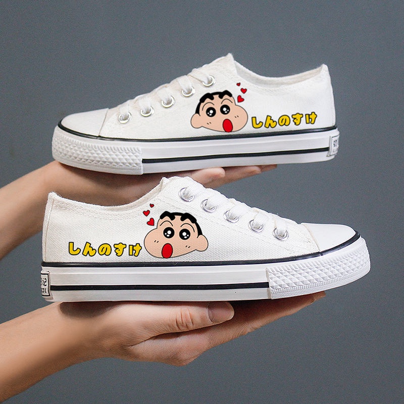 Giày Thể Thao Canvas Trắng Cổ Thấp In Hình Anime Phong Cách Hàn Quốc Thời Trang Mùa Hè Mới Cho Học Sinh Nam Tiểu Học
