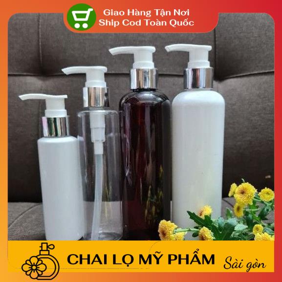 Chai Chiết Mĩ Phẩm ❤ SIÊU RẺ ❤ Chai nhựa pet vòi nhấn sữa tắm Xi bạc,vàng 100ml 150ml 200ml 250ml chiết mỹ phẩm .