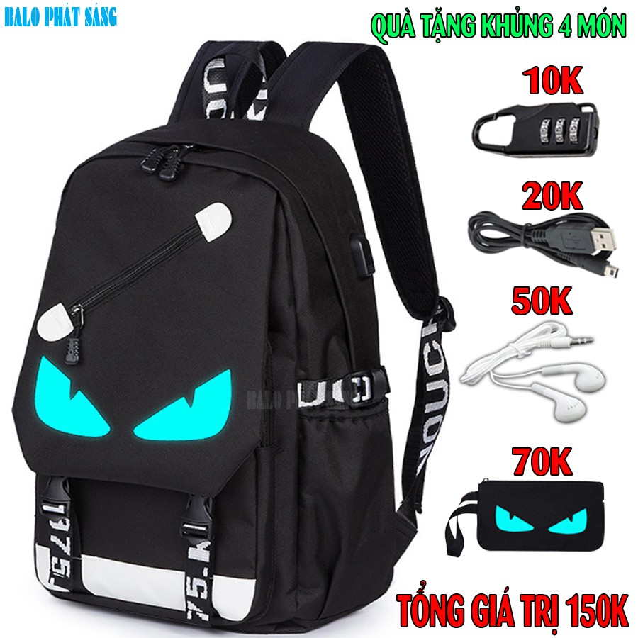 Balo nam nữ đi học thời trang phát sáng dạ quang -TẶNG cápUSB+Khóasố+TaiNghe+Ví- Cặp đi học HOT nhất 2021