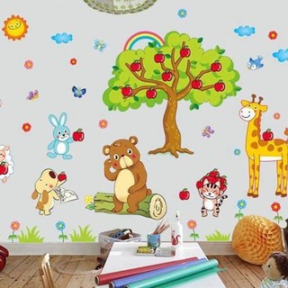 Decal dán tường thú cây táo