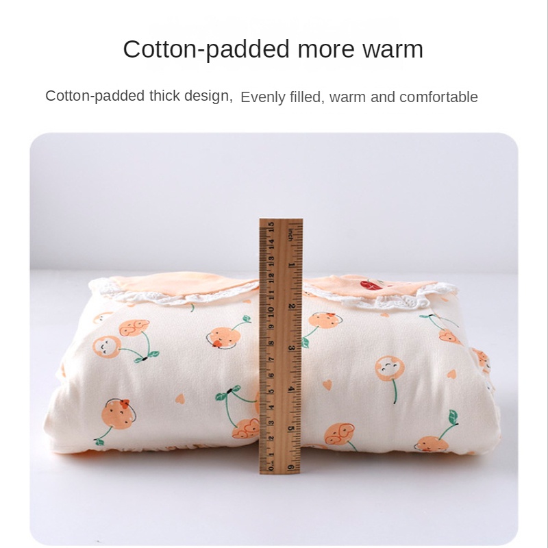 Áo Liền Quần Tay Dài Cổ Búp Bê Chất Liệu Cotton Dày Dặn Dễ Thương Thời Trang Mùa Đông Cho Bé Gái 0-24