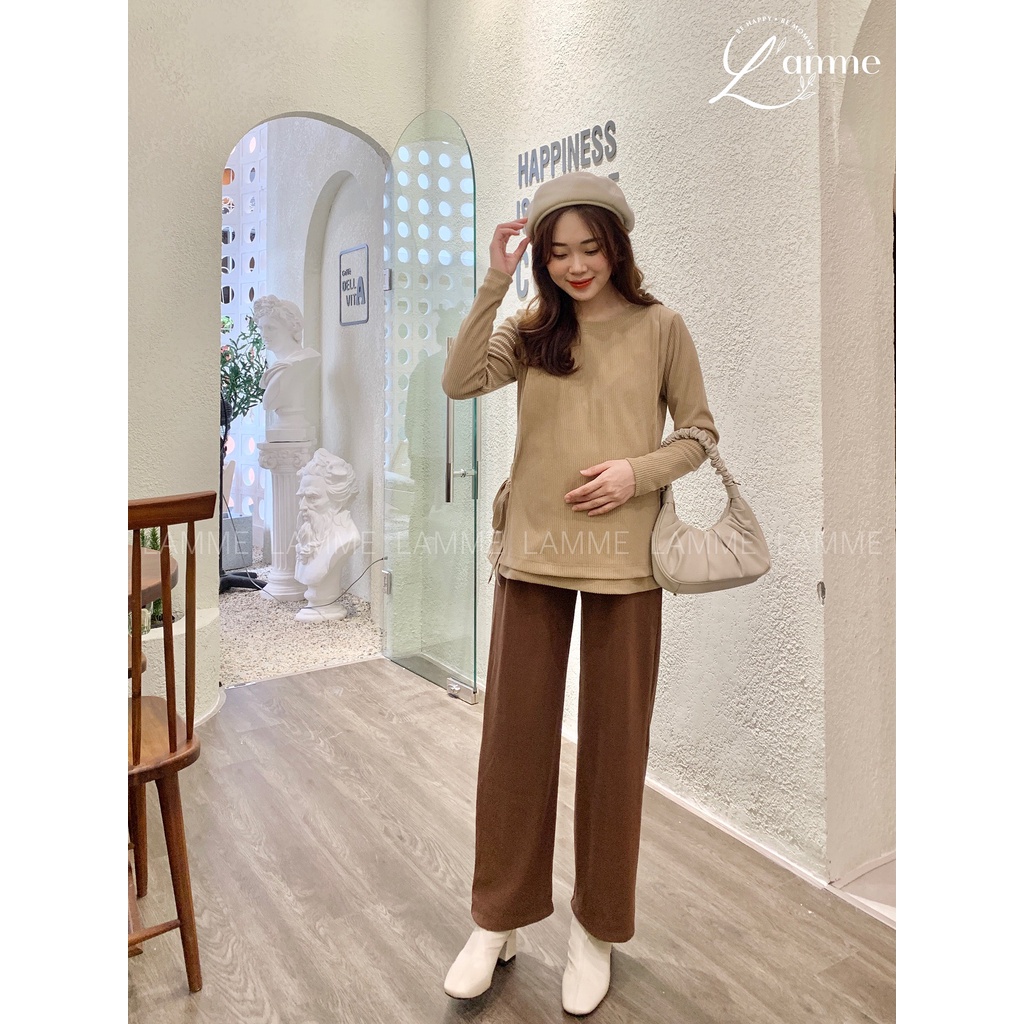 Áo len mềm buộc vạt Ribbon Top có chỗ mở cho bé tu ti tiện lợi thiết kế bởi LAMME