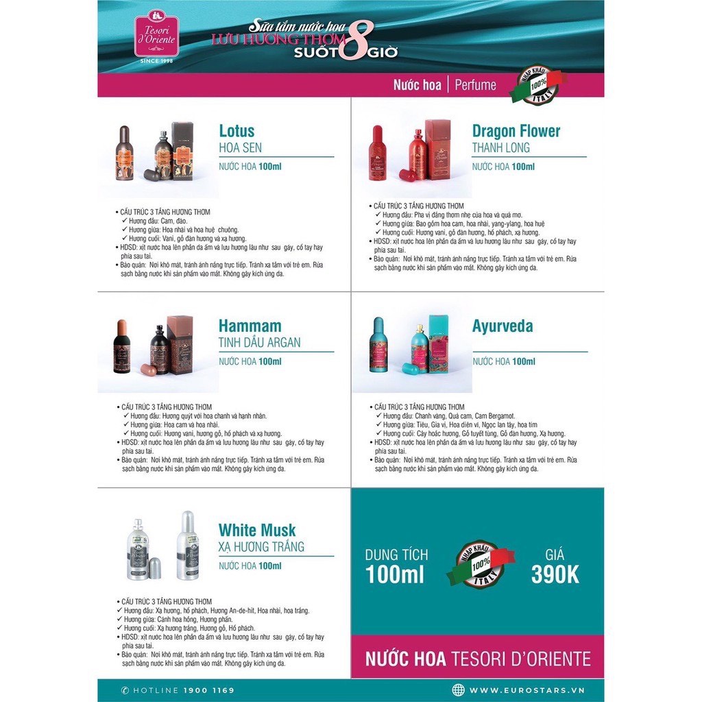 Nước hoa Tesori d'Oriente 100ml hàng chính hãng | Thế Giới Skin Care