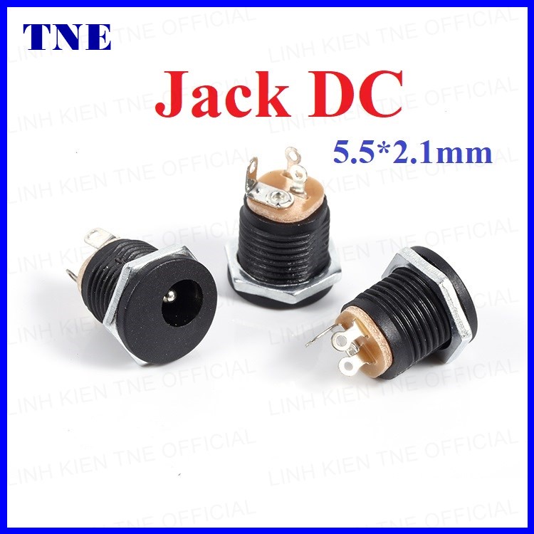 Jack nguồn chân cắm nguồn DC cái có ốc vặn ren bắt vỏ 5.5x2.1MM