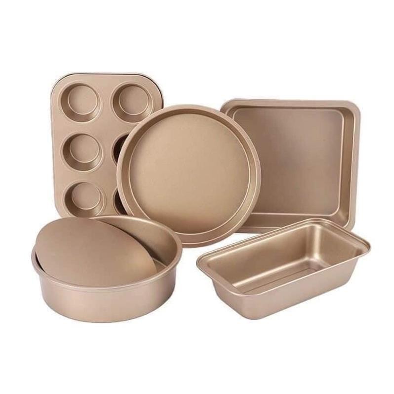 [KHO SỈ] Sét 5 khay nướng bánh chất liệu thép carbon cao cấp(5 khay nướng đủ size)