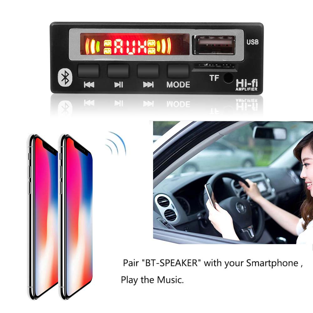 VANES1 Bluetooth TF FM Radio Module 5V/12V Bluetooth Module MP3 WMA Decoder Board Wireless Car Accessories with Remote Control Decoder Car Audio Color Screen MP3 Player