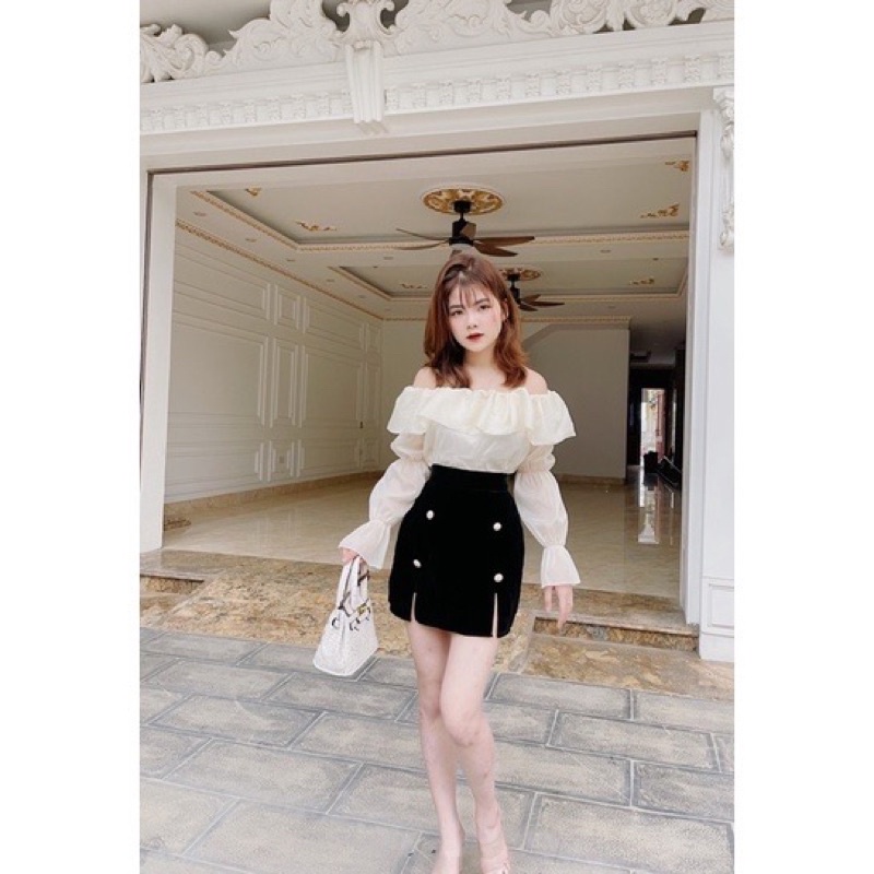 Áo bẹt tay dài trễ vai kiểu ôm bigsize tay bồng công chúa siêu xinh VANISA CT046