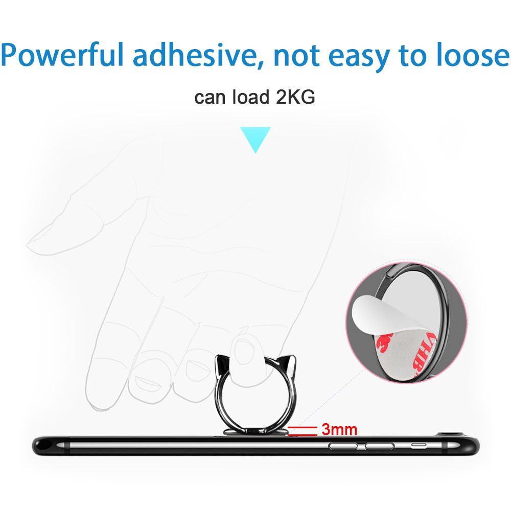 Giá đỡ vòng nhẫn từ tính hình tai mèo xoay 360 độ cho điện thoại di dộng