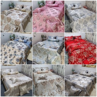 Bộ chăn ga gấm lụa 5 món tặng kèm 1 đôi ruột gối cao cấp
