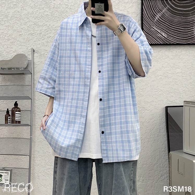 Áo sơ mi nam nữ Hàn Quốc cao cấp dáng rộng tay lỡ Shirt Loose R3SM18