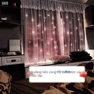 ✼❖Che nắng miễn phí đục lỗ lắp đặt rèm Velcro dán phòng khách ngủ công chúa gió lưới cho thuê nhà đơn giản màu đỏ