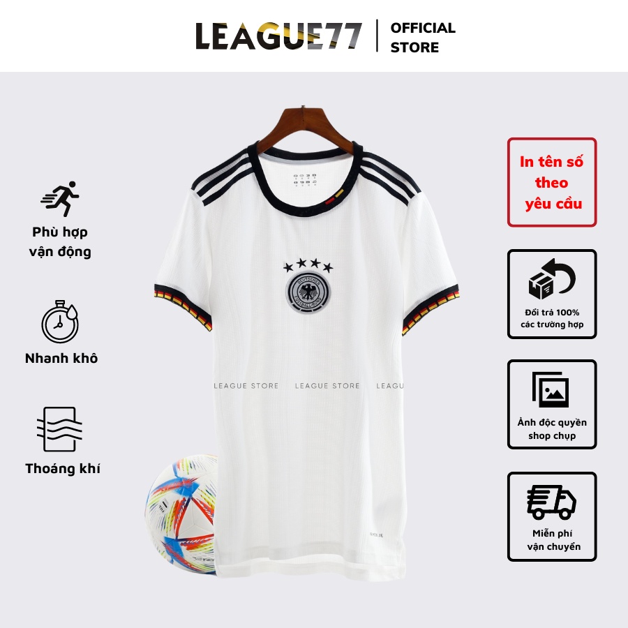 Đồ đá banh tuyển Đức Leaguestore - set bộ thể thao nam quần áo đá bóng Đức ngắn tay màu trắng form âu