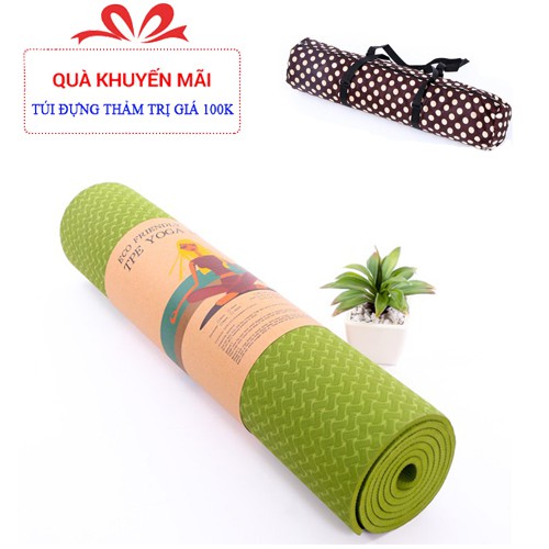 Thảm tập yoga TPE 6mm 2 lớp Đại Nam Sport + Tặng túi đựng và dây buộc