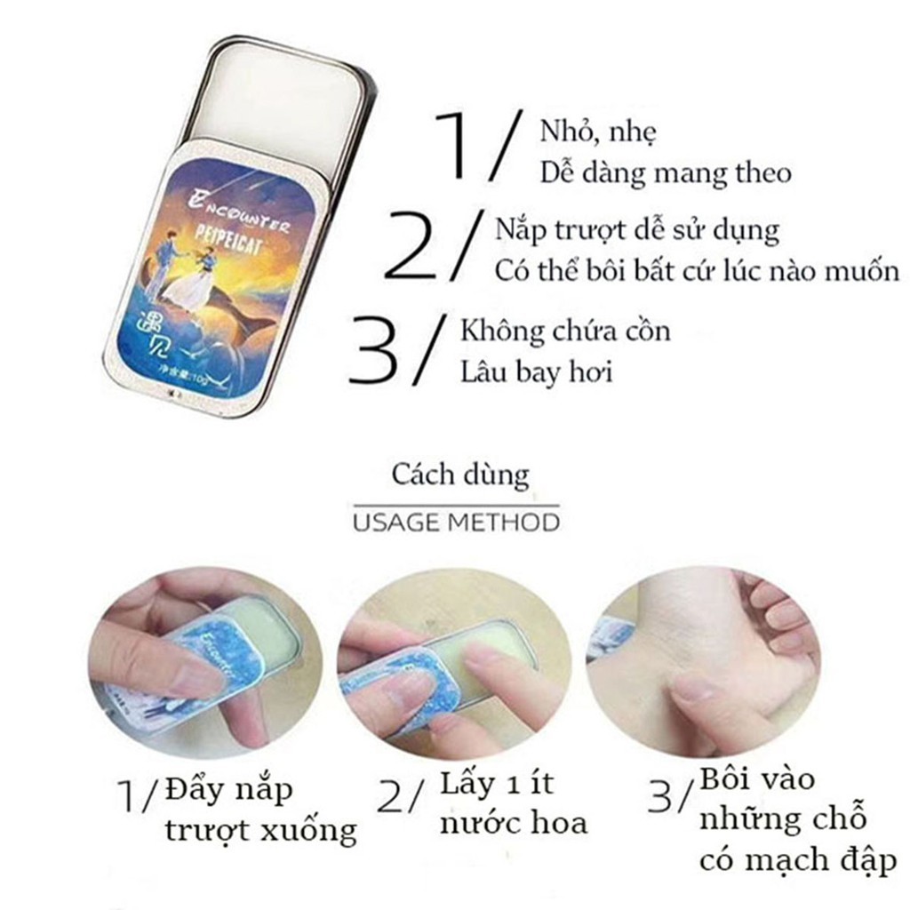 Nước hoa sáp Peipeicat 3 tầng hương, nước hoa khô dạng sáp cho nam và nữ mini bỏ túi tiện lợi - Lala Mart