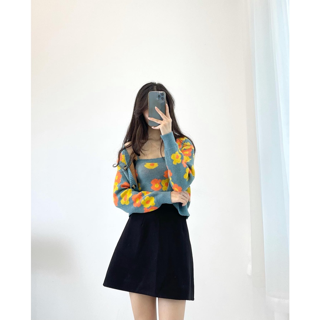 (FREESHIP) set áo len hoa xanh miho.house