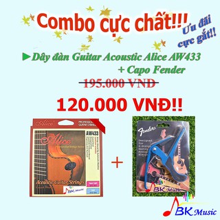 Dây Guitar Alice AW433 - BỘ 6 dây đàn guitar acoustic tặng kèm 1 capo chất lượng