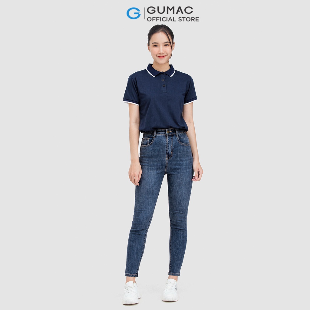Áo thun polo nữ GUMAC phối sọc viền cơ bản thiết kế đẹp nhiều màu và thanh lịch ATC04011