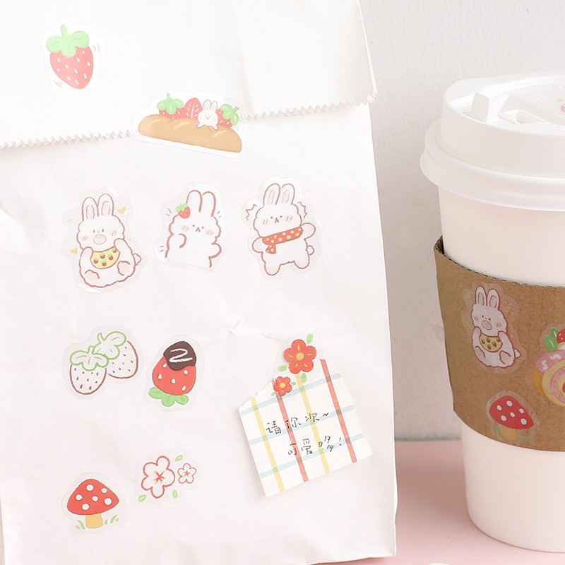 Hộp 45 nhãn dán trang trí nhật ký bằng PVC không thấm nước với họa tiết hoạt hình đáng yêu