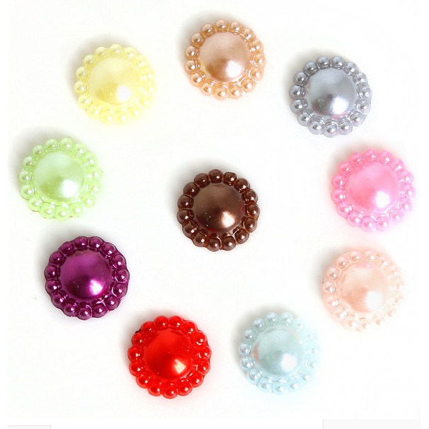 Bộ 50 Hạt Ngọc Trai Giả 12Mm Bằng Nhựa Acrylic Hình Hoa Hướng Dương Làm Trang Sức/Đồ Thủ Công Diy